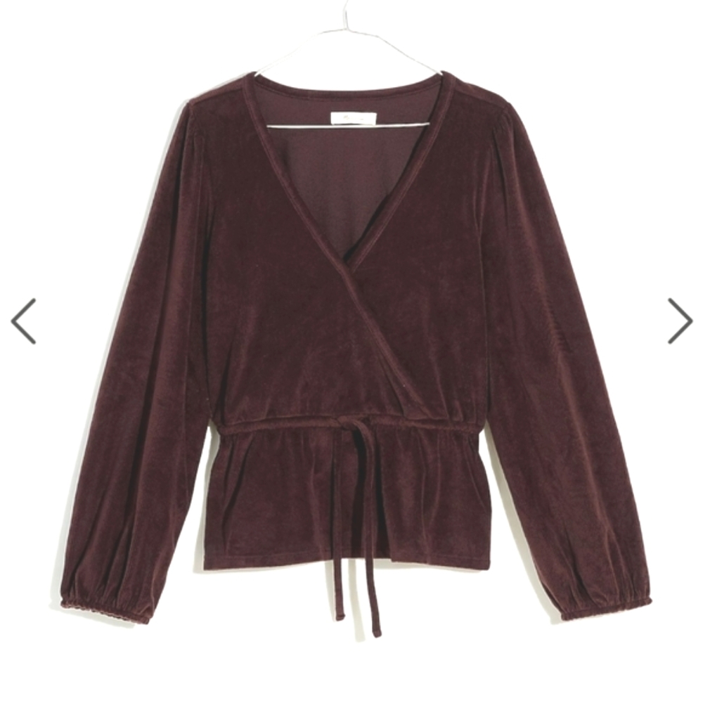 Madewell Corduroy Tie-Front Faux-Wrap Top - Picture 4 of 8